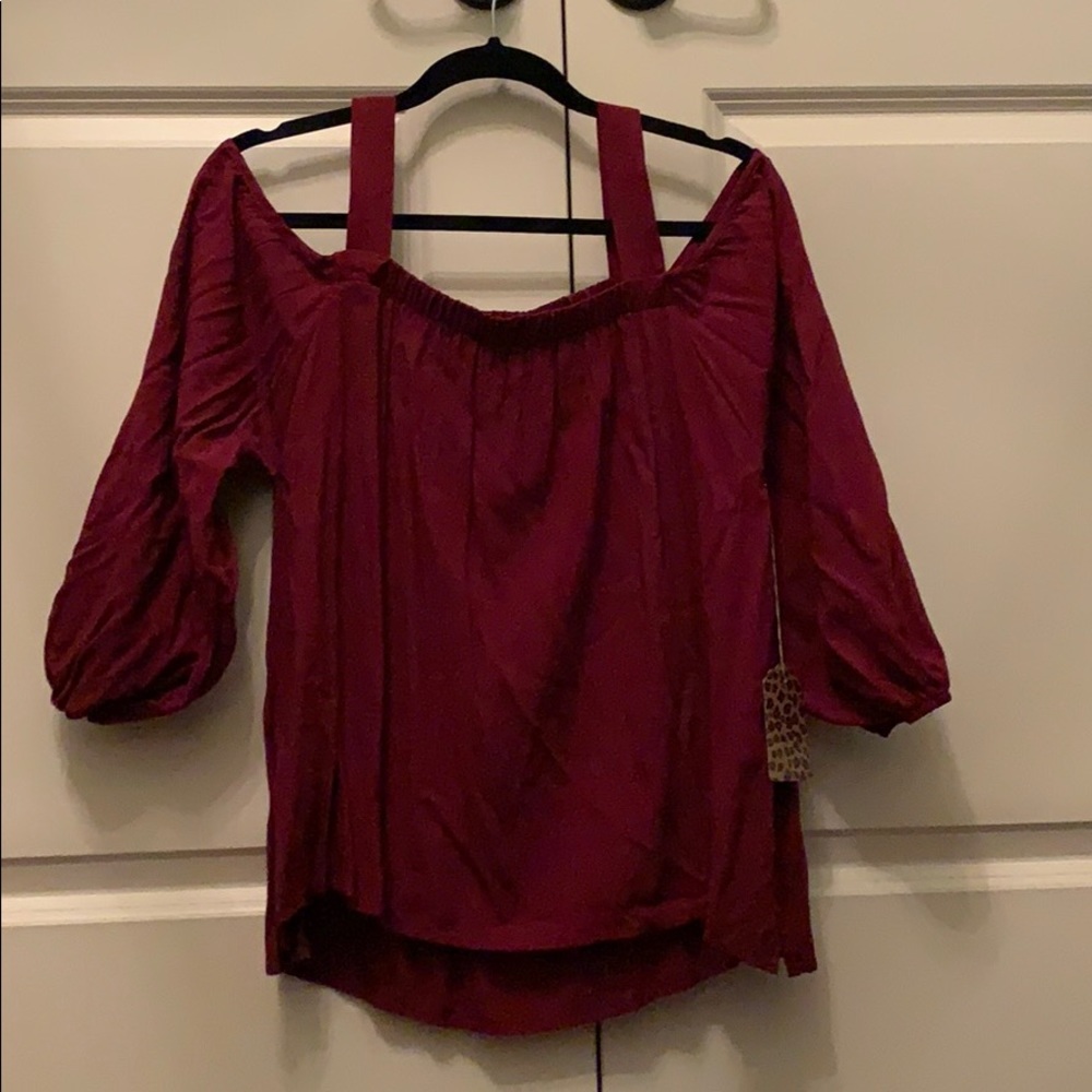 Maroon cold shoulder top